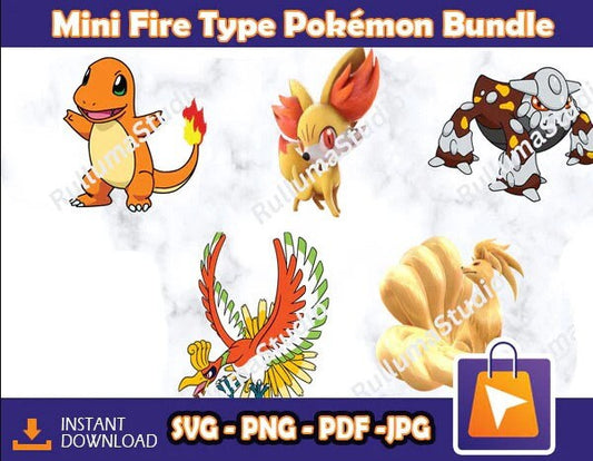 5 Fire Pokemon SVG Bundle