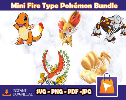5 Fire Pokemon SVG Bundle