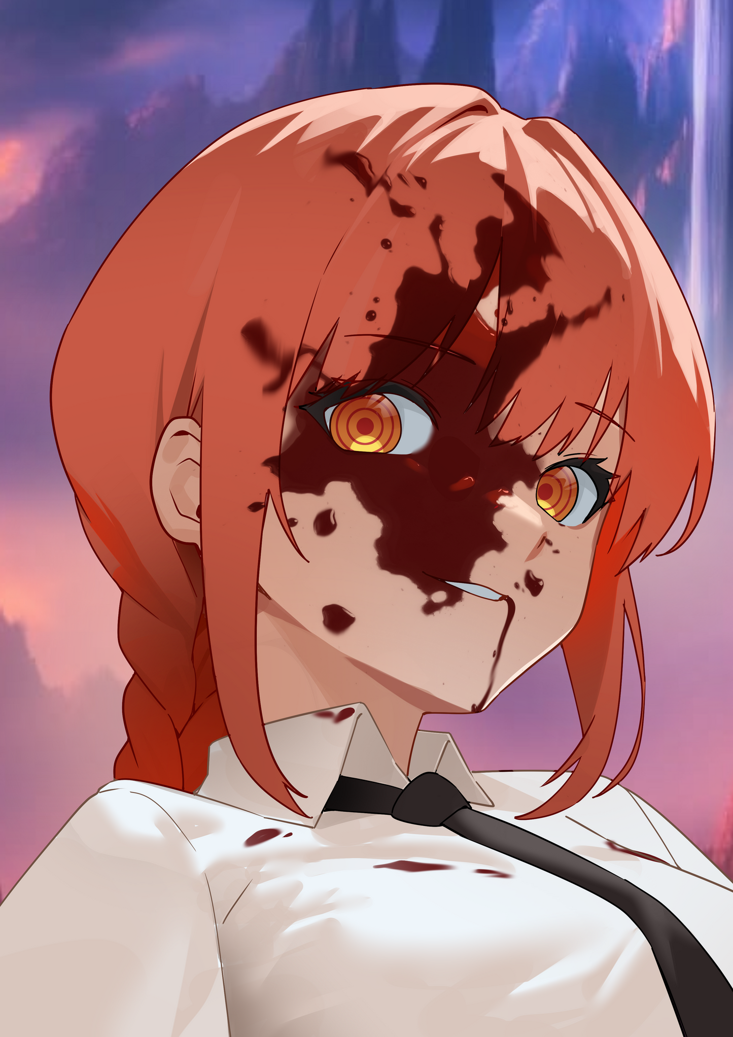 Makima-Inspired Anime Headshot Illustrations